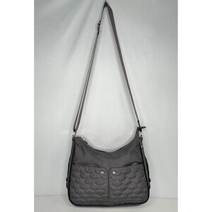 Mosey Recycled PET Crossbody Bag Gray Quilted Eco Friendly Hobo Messenger